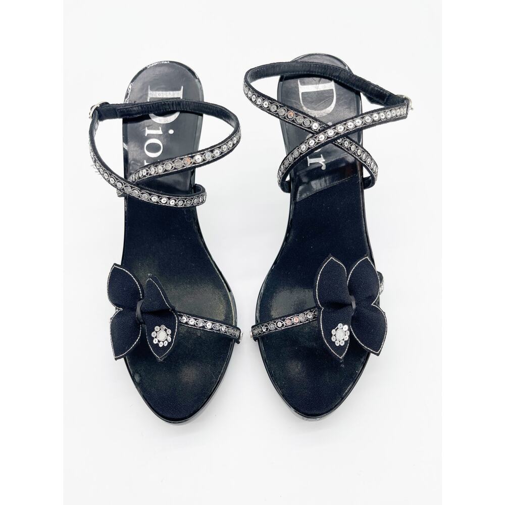 Christian Dior Vintage Y2K Black Butterfly Sequin Strappy Platform Sandals EU 37 - Picture 6 of 16